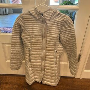 Patagonia Fiona Silver Gray Duck Down Hooded Coat XS